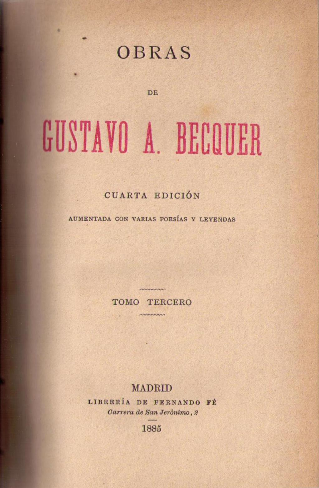 Coberta de Obras de Gustavo A. Bécquer (Tom III)